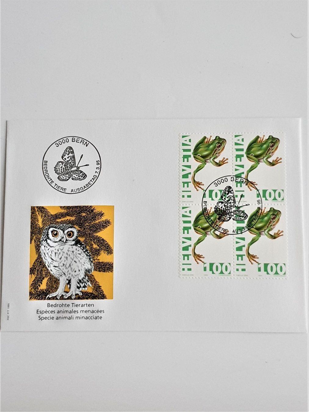 Tutti i francobolli: (29) 1995 "Bedrohte Tiere" 9 Kuvert – Usato da Schwarzhäusern venduto da Inot3 4