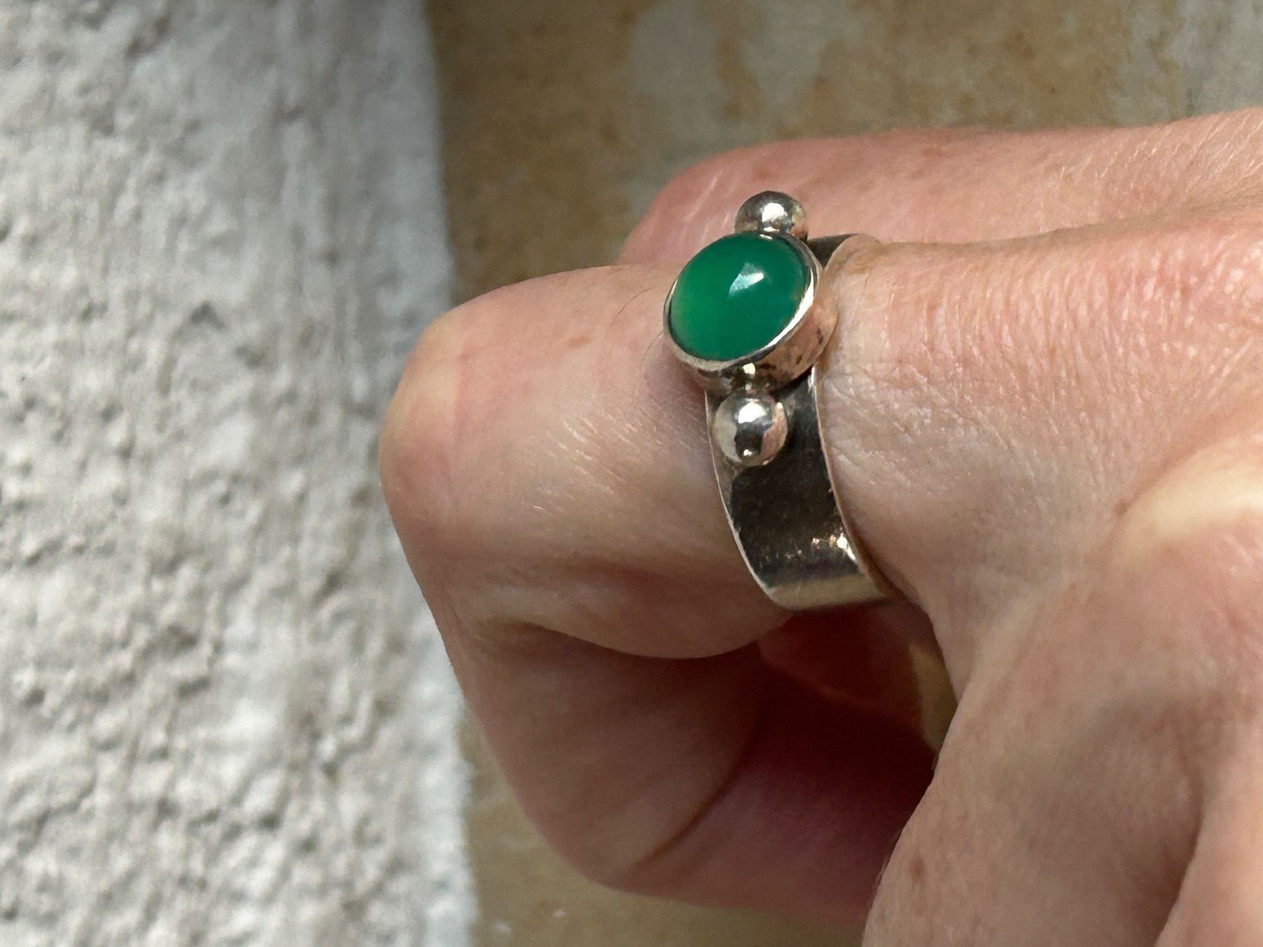Anelli: Silber Ring mit grünem Stein (Grösse 57) – Usato da Laufen venduto da Bellebellezza 4