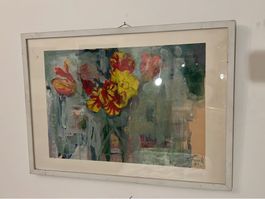 Blumenbild, Tulpen, Acryl, Adolf Funk