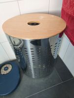 WÄSCHEKORB METALL MIT HOLZDECKEL ZUM ABHOLEN