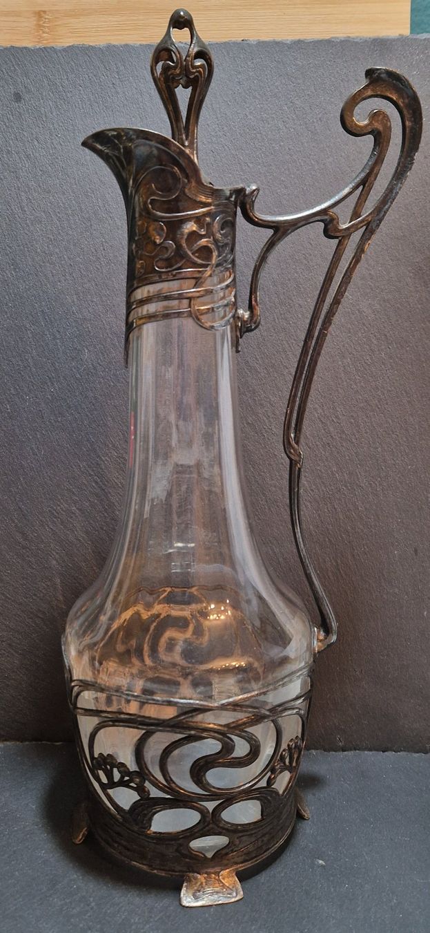 Caraffe: Karaffe Glas mit Metallmontur – Usato da Winterthur venduto da Sadega