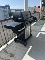 Gasgrill Edelstahl Schwarz mit Ablage Breite 130cm