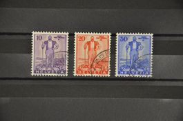 1936 W5-W7 Ausschnitte gestempelt