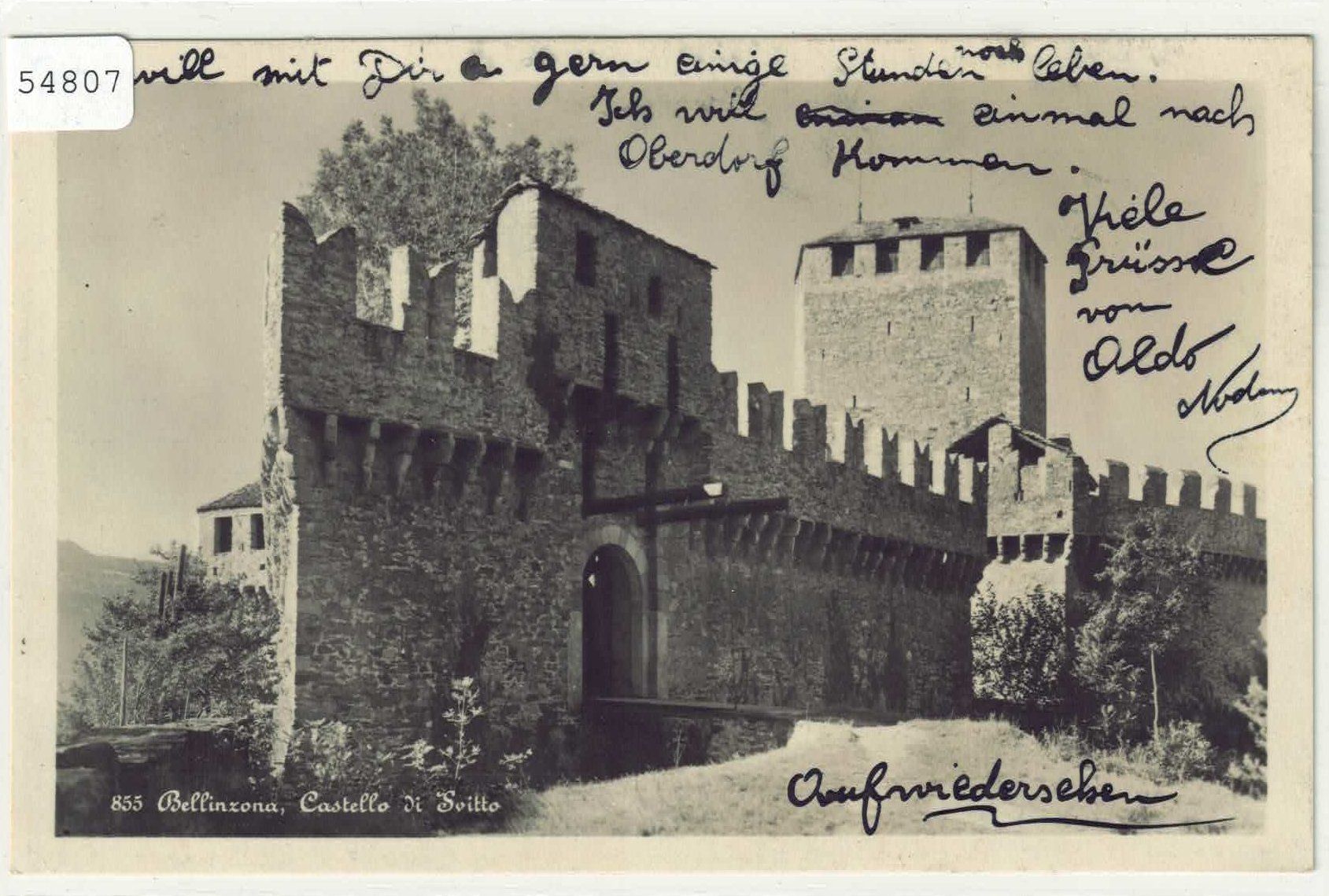Cartoline postali: Bellinzona con Castello d'Svitto – Usato da Ettingen venduto da Kartenplanet