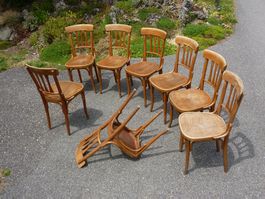 6 Stühle Holzstühle Bistrostühle Beizenstühle THONET o Tisch