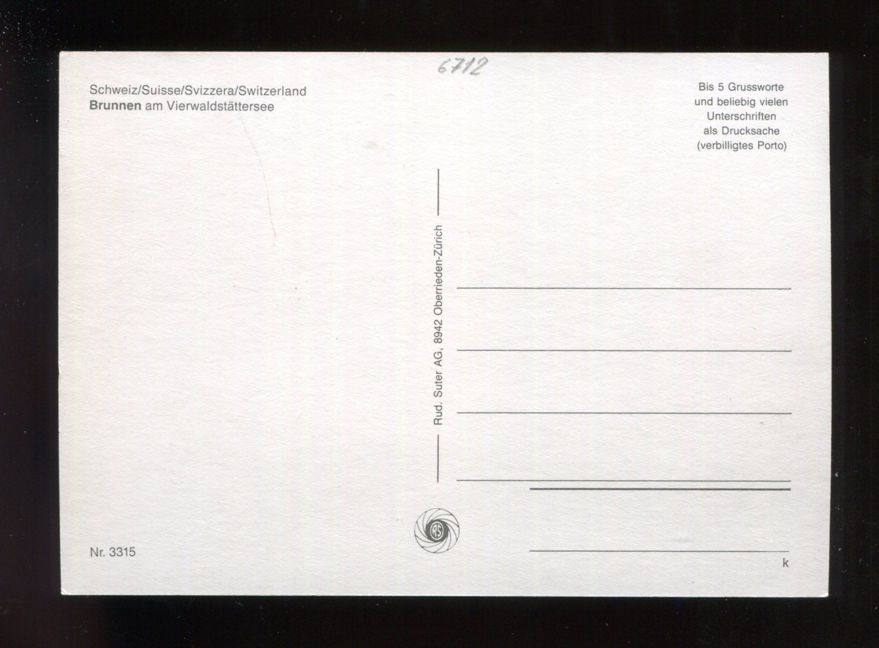 Cartoline postali: Vierwaldstättersee, Brunnen – Usato da Aarau venduto da Elmaar41 1