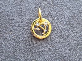 Silber Charm Sternzeichen Waage goldfarbig +Garantie