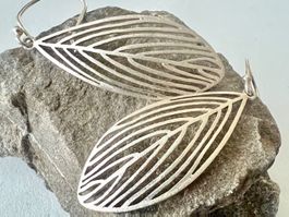 925 Silber Ohrhänger Blatt Design handgefertigt Vintage 6 cm