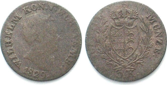 Tutti le monete: WÜRTTEMBERG 3 Kreuzer 1829 WILHELM Billon – Usato da Riehen venduto da sesambestcoins2004