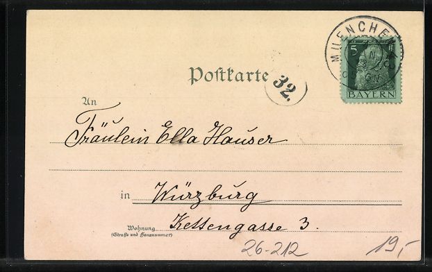 Cartoline postali: Paul Hey: München, Universität mit Sie – Usato da Berlin venduto da bartko-reher 1