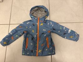 Kinder Regenjacke blau Flugzeugmuster 86/92