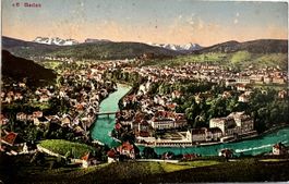 Alte schöne AK von der Stadt Baden Kt.Aargau 1917