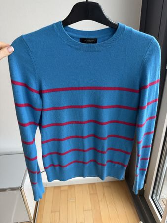 Manor Kaschmir Pullover, XS, blau-rot gestreift, neuwertig