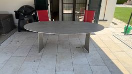 Hunn ZUG" Gartentisch Keramik oval 200×110 cm Edelstahl