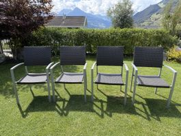 Gartenstuhl Anthrazit Aluminium Rattanoptik 4 Stueck