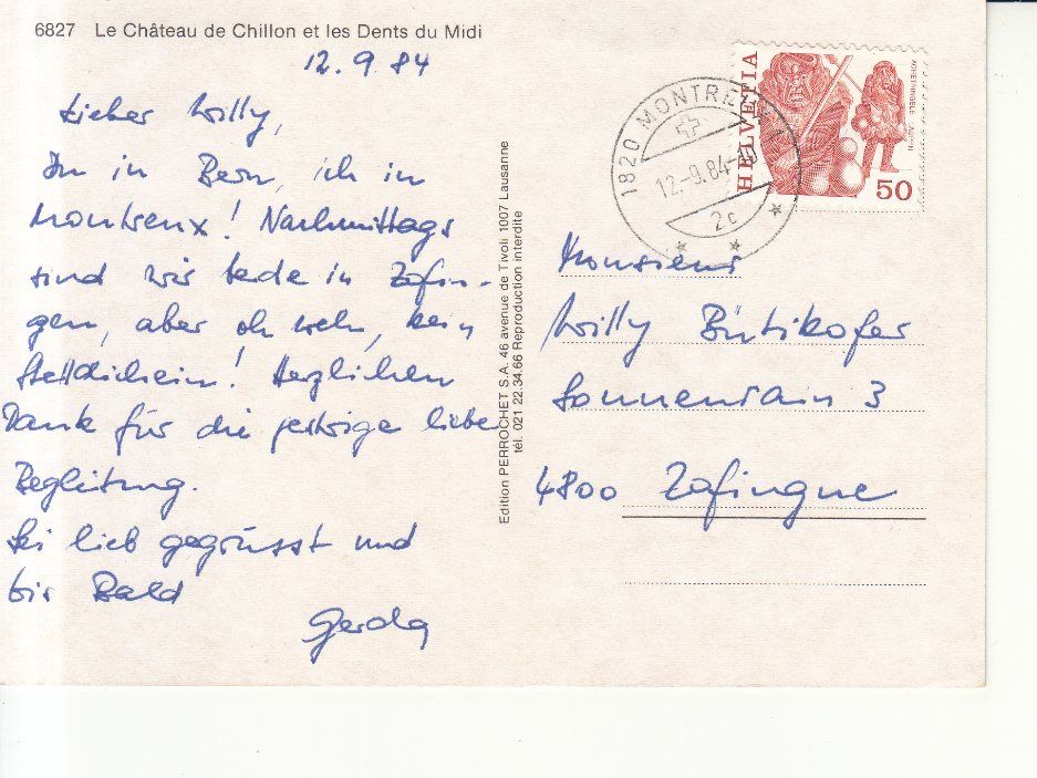Cartoline postali: Chillon 1984 – Usato da Bürglen TG venduto da StampGraf 1