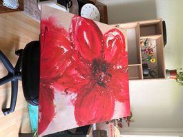 IKEA PJÄTTERYD Leinwandbild – Rote Blume (Quadratisch)