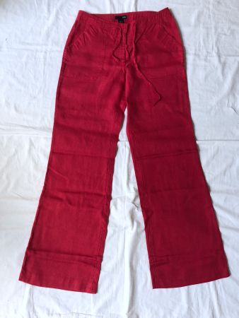 H&M Leinenhose, rot, Gr. 34