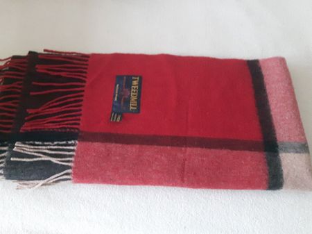 Lammwolle XL Schal KARO Rot schwarz beige Traumfarben.W.NEU