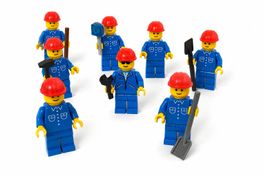 8x LEGO Bauarbeiter mit Werkzeugen 1980er/1990er Minifiguren