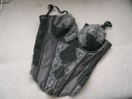 Schwarzes Damen Corsage mit Spitze Grösse 40