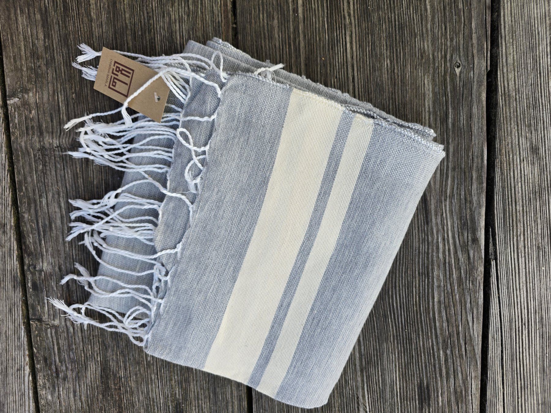 Teli da bagno: Fouta: Hammamtuch hellgrau/blanc cassé-ANGEBOT – Nuovo (secondo la descrizione) da Romanshorn venduto da Rachacha 1