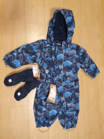 Reima Schneeanzug Overall Blau mit Fäustlinge Gr. 80 Neu!