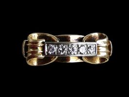 Antik 5 Diamanten Gold 750 Platin