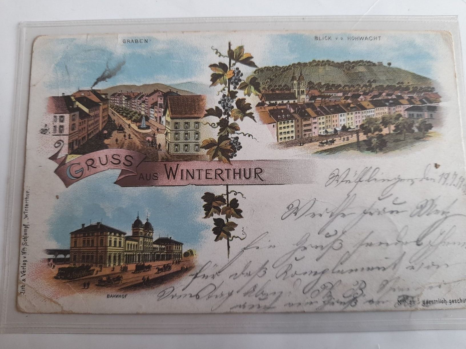Grafiken & Lithographien: Litho" Gruss aus Winterthur "1900 – Gebraucht aus Eptingen von Dreierhoefli