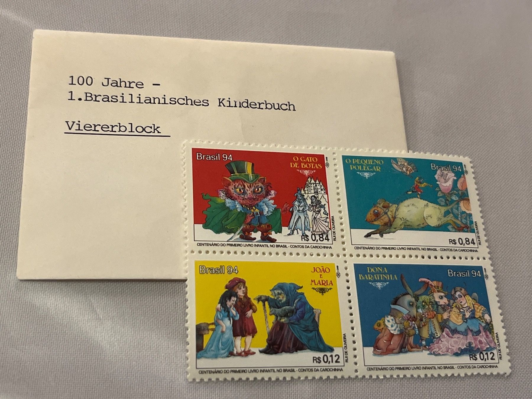 Tutti i francobolli: Briefmarken Brasilien Viererblock Kinderbuch – Nuovo e nell'imballaggio originale da Zürich venduto da engebrunau