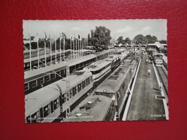 AK Bahn int. Ausstellung Bahnhof Züge