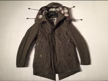 DSQUARED2 Original Parka Fishtail Oliv mit Karo Futt