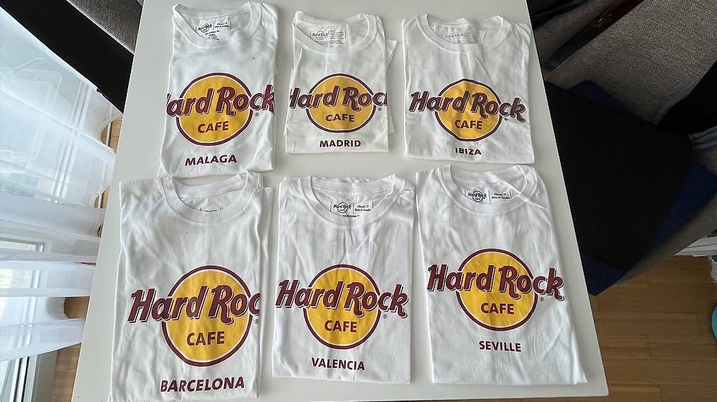 Hard Rock Cafe T-shirt: 6x Hard Rock Cafe T-Shirts: Spanien – Usato da Schenkon venduto da mpa65