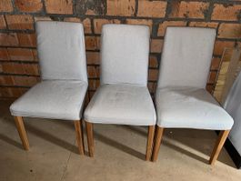 Esszimmerstuhl IKEA Bergmund Stoff grau 3er Set Holzbeine 