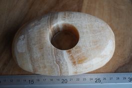 Leuchtend gelber Calcit Teelichthalter – 1.2 kg – Massives