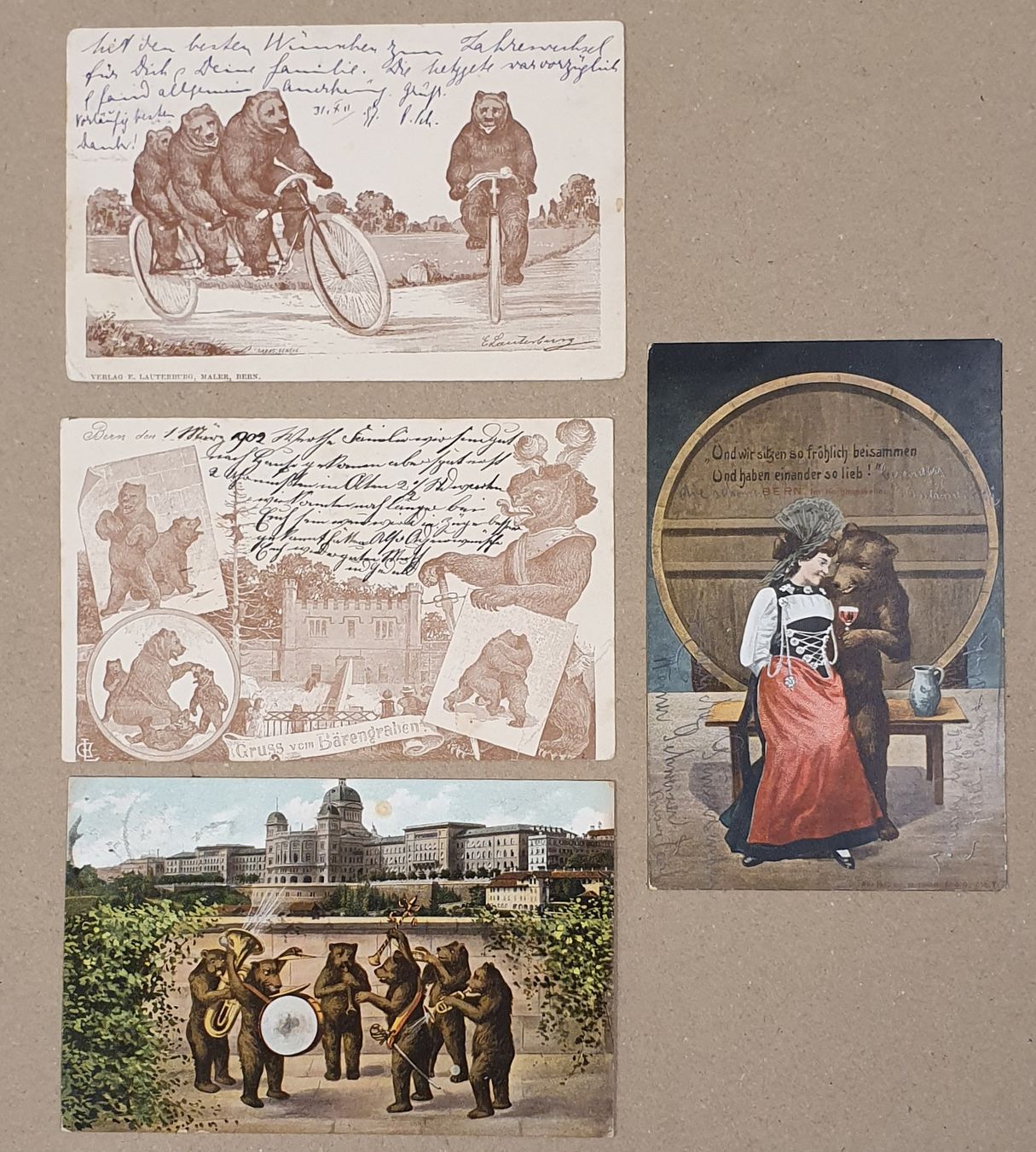 Cartoline postali: 4 Bärenkarten – Usato da Kreuzlingen venduto da Rschweiz1