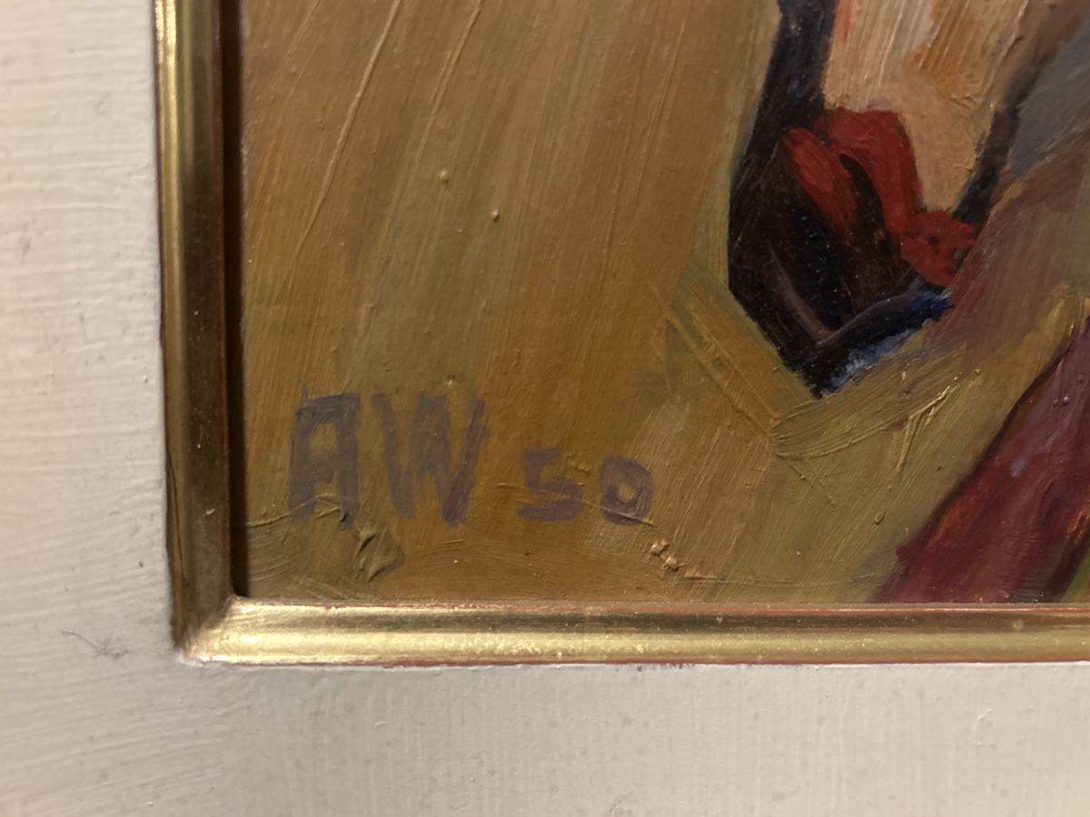 Dipinti: Original Ölgemälde "Aktstudie" von Adolf Weibel, 1950 – Usato da Glarus venduto da KunstWerkEr-LS87 5