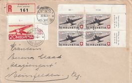 Flugpost Brief-Einschreiben  Genf-Zürich-Weinfelden 1944
