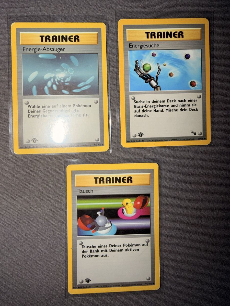 Pokémon Carte collezionabili: 3 Pokémon Trainer Karten First Edition 1995 – Usato da SCHERZINGEN venduto da Corinne131313
