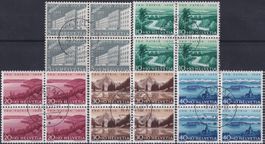 1955, B71-B75 Satz Viererblöcke mit Stempel WILDHAUS Kat 120