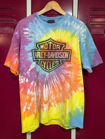 VINTAGE 90s TIE DYE HARLEY DAVIDSON MOTORCYCLES  SZ: XL