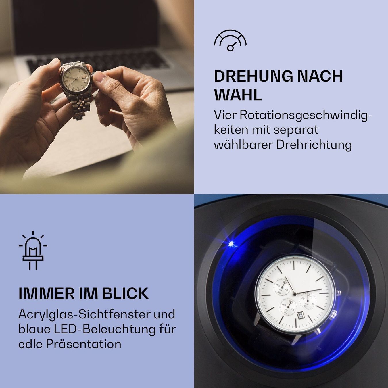 Orologi: Luxus: Uhrenbeweger 2 Uhren Blau – Nuovo e nell'imballaggio originale da Fislisbach venduto da IboTrade 3