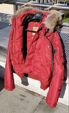 Parajumpers Jacke Gr. XL, Winterjacke mit Pelzkragen Rot