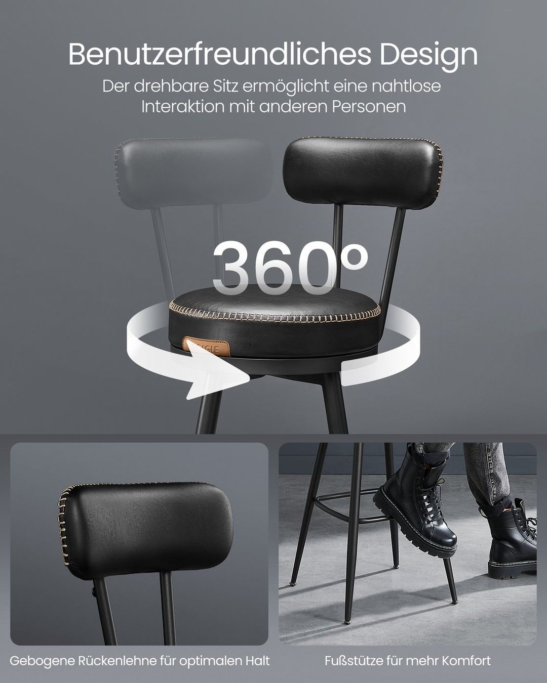 Sgabelli: Barhocker 2er Set aus Kunstleder NOELIA – Nuovo e nell'imballaggio originale da Lachen SZ venduto da MAMORU-MOEBEL 5