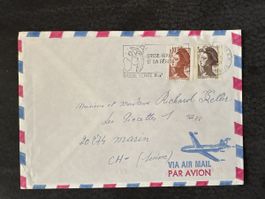 Enveloppe air mail stamps France 1988