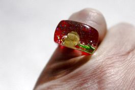 Vintage Space-Age - Ring mit Muschel, Seestern, Seeigel, usw