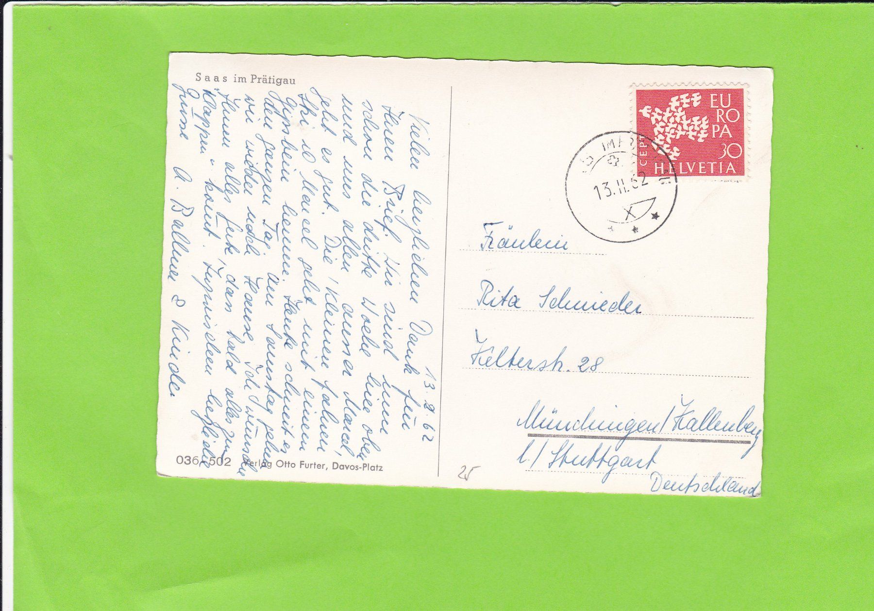 Cartoline postali: Saas im Prättigau – Usato da St. Peterzell venduto da neckertal 1