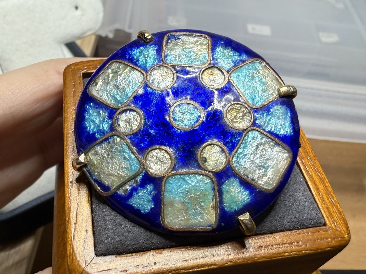 Spille & Fermagli: Vintage-Brosche blau/türkis farbe, emailliert – Usato da Lamone venduto da LaCantinaMagica 4