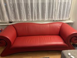 Bretz Sofa Leder rot 3-Plätzer guter Zustand gepflegt