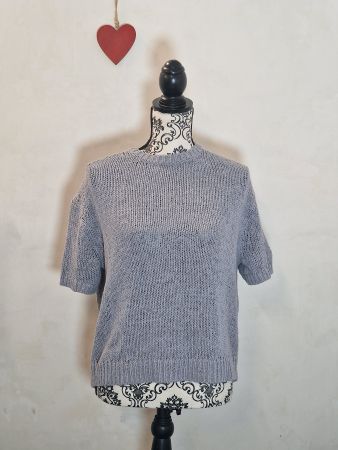 Baumwoll-Strickoberteil kurzarm grau Marc O'Polo XS wie neu